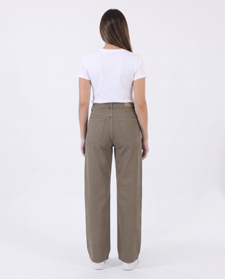 Wide Leg Olive Green Casual Gabardine