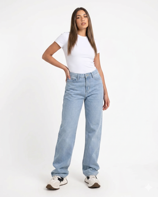 Straight Ice Blue Casual Jeans
