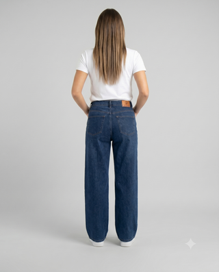 Wide Leg Big Size Dark Blue Casual Jeans