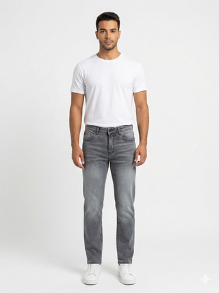 Slim Straight Fit Light Grey Casual Jeans