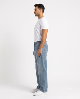 Wide leg Dirty Light Blue Casual Jeans