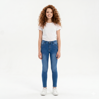 Girls Skinny Blue Casual Jeans