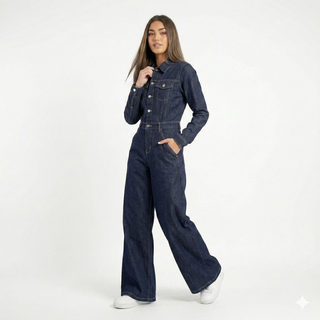 Jumpsuit Dark Blue Casual Jeans