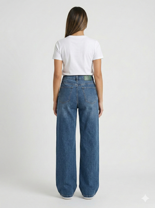 Wide Leg Dirty Blue Casual Jeans