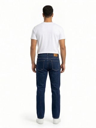 Slim Straight Fit Dark Blue Casual Jeans