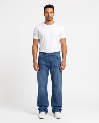 Loose  Wide Leg Blue Casual Jeans