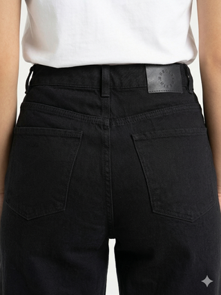 Wide Leg Black Casual Jeans