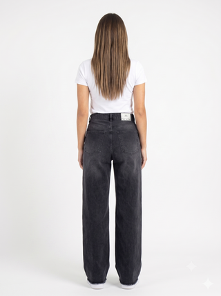 Wide Leg  Dirty Grey Casual Jeans