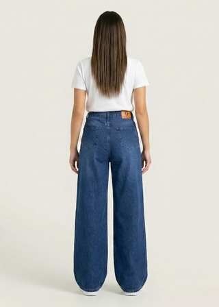 Wide Leg Big Size Dark Blue Casual Jeans