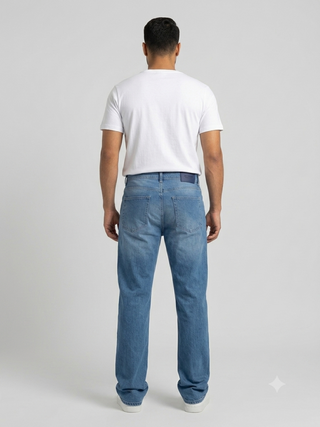 Loose  Wide Leg  Med Blue Casual Jeans