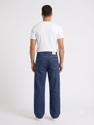 Wide leg Dark Blue Casual Jeans