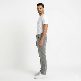 Slim Straight Fit Light Grey Casual Jeans