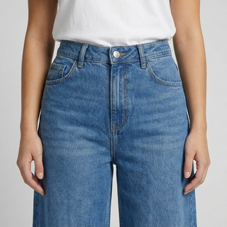 Wide Leg Big Size Med Blue Casual Jeans