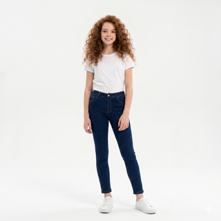 Girls Skinny Dark Blue Casual Jeans