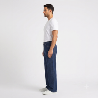 Wide leg Dark Blue Casual Jeans