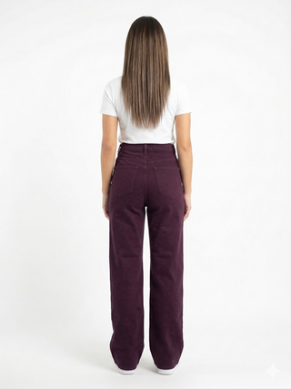 Straight Burgundy Casual Jeans