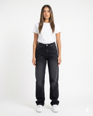 Straight Black Casual Jeans