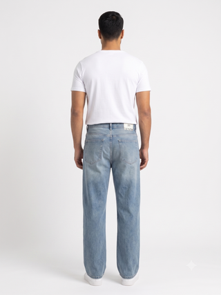 Wide leg Dirty Light Blue Casual Jeans