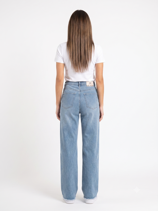 Wide Leg Light Blue Casual Jeans