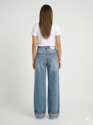 Wide Leg Big Size Storm Light Blue Casual Jeans