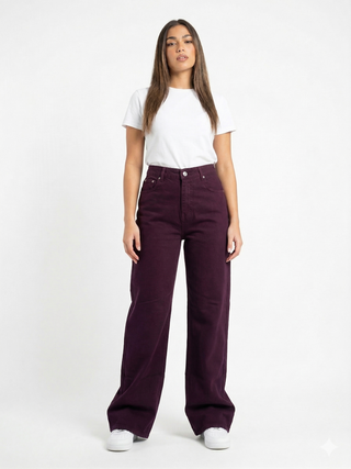 Straight Burgundy Casual Jeans