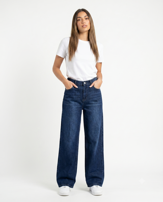 Wide Leg Big Size Dark Blue Casual Jeans