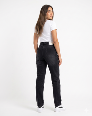 Straight Black Casual Jeans