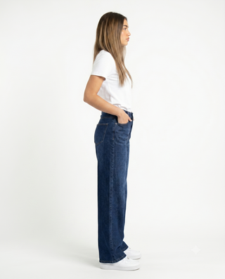 Wide Leg Big Size Dark Blue Casual Jeans