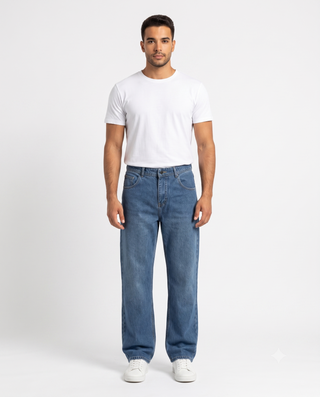 Wide leg Dirty Blue Casual Jeans