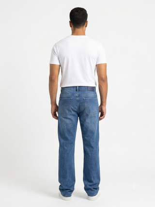 Loose  Wide Leg Blue Casual Jeans