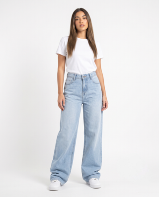 Wide Leg Ice Blue Casual Jeans