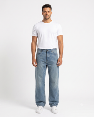 Wide leg Dirty Light Blue Casual Jeans