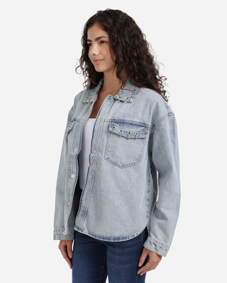 Light Blue Denim Shirt With Rings