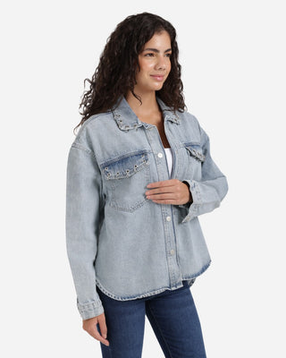 Light Blue Denim Shirt With Rings