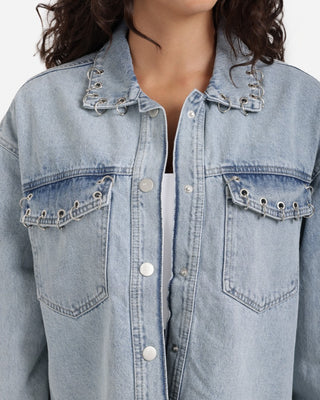 Light Blue Denim Shirt With Rings