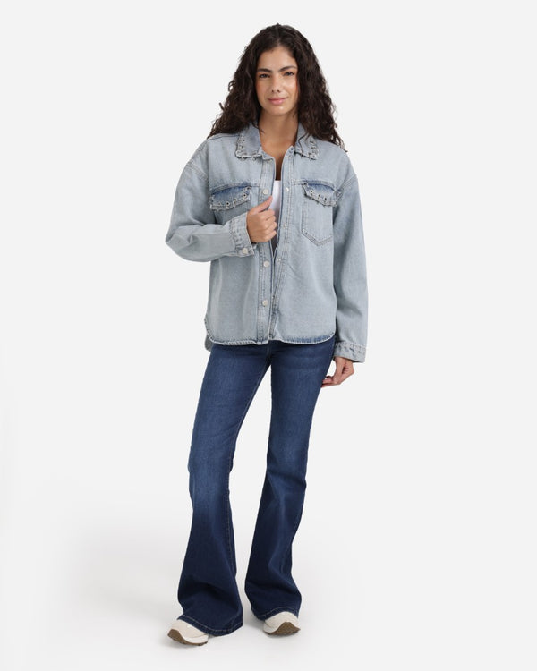 Light Blue Denim Shirt With Rings