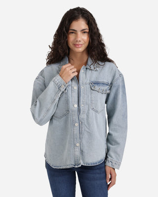 Light Blue Denim Shirt With Rings