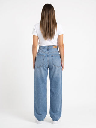 Wide Leg Light Blue Casual Jeans