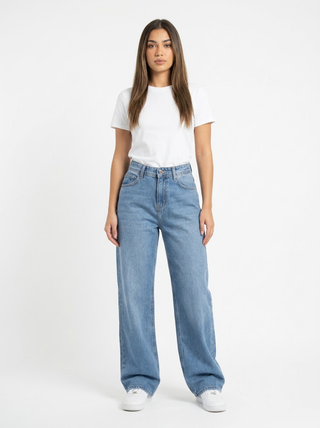 Wide Leg Light Blue Casual Jeans