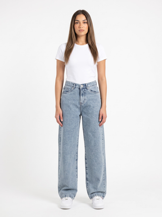 Wide Leg Fit Light Blue Casual Jeans