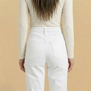 Mom Fit White Casual Jeans