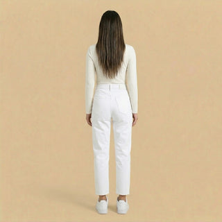 Mom Fit White Casual Jeans