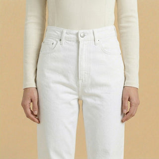 Mom Fit White Casual Jeans