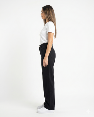 Wide Leg Black Casual Jeans