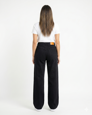 Wide Leg Black Casual Jeans