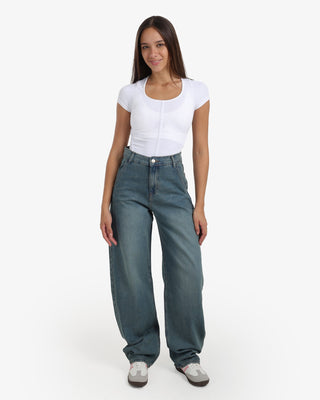 Wide Leg Dirty Casual Jeans