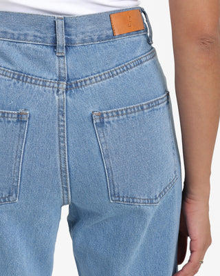 Wide Leg Strap Light Blue Casual Jeans