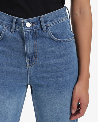 Wide Leg Strap Blue Casual Jeans
