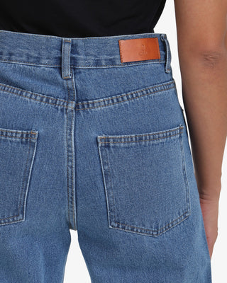 Wide Leg Strap Blue Casual Jeans