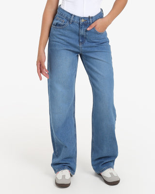 Wide Leg Sky Blue Casual Jeans